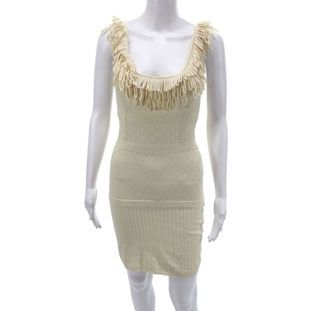 Catherine Malandrino Women Bodycon Sleeveless Scoop Neck Ivory Dress Size S